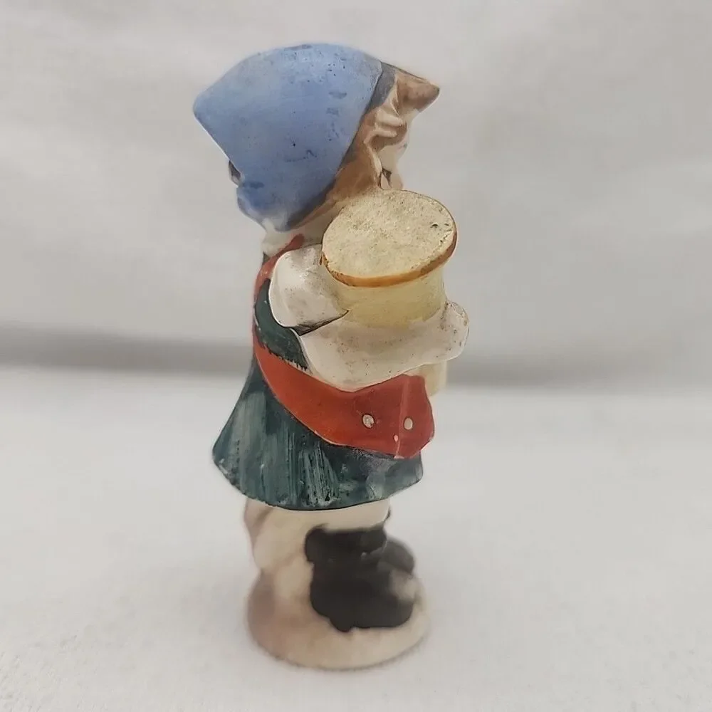 Salt Shaker w/Cork Girl Playing Horn MCM Made in Japan 1950's Porcelain